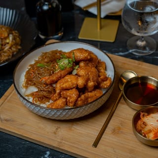 Honey Garlic Chicken Japchae Platter